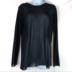 Norma Kamali Women Sheer Long Sleeve Crew Top